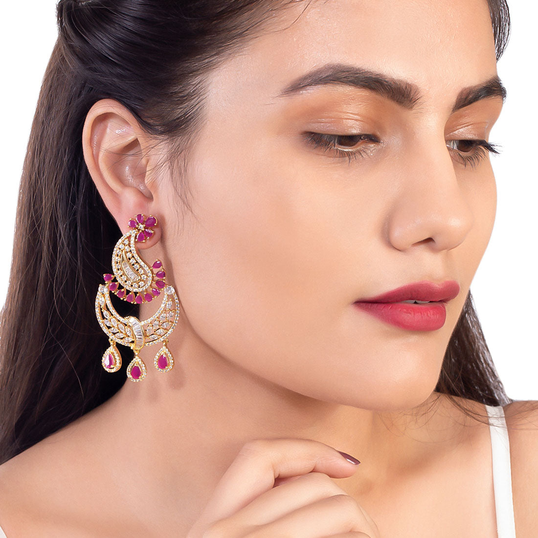 Paisley Motif Heavily Embellished Earrings