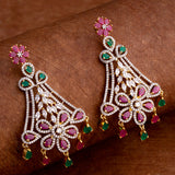 Coloured CZ Gems Embellished Earrings