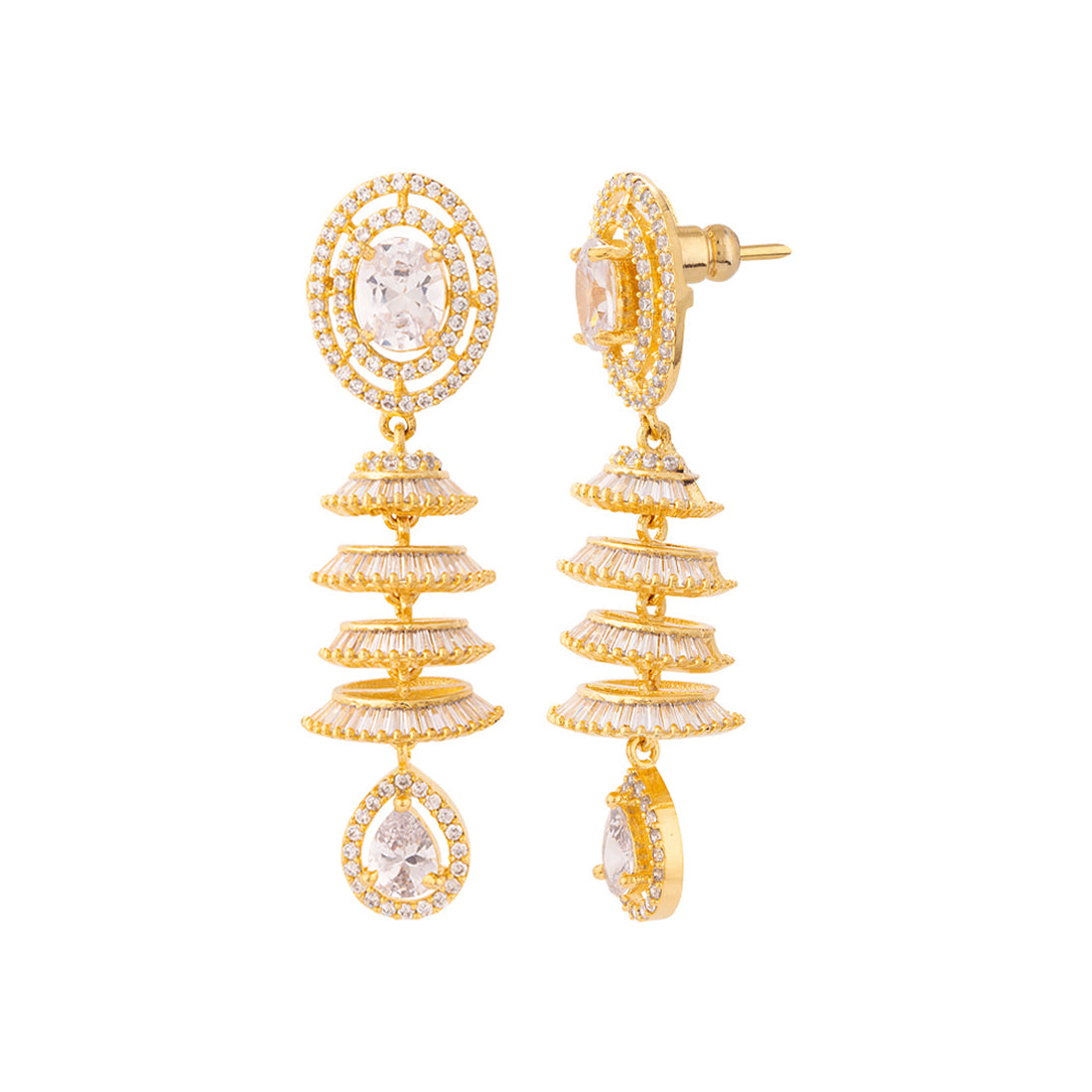 Gold Toned Brass Drop Earrings