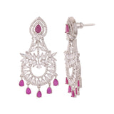Pink and White CZ Gems Earrings