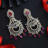 Red and White American Diamond Gems Earrings