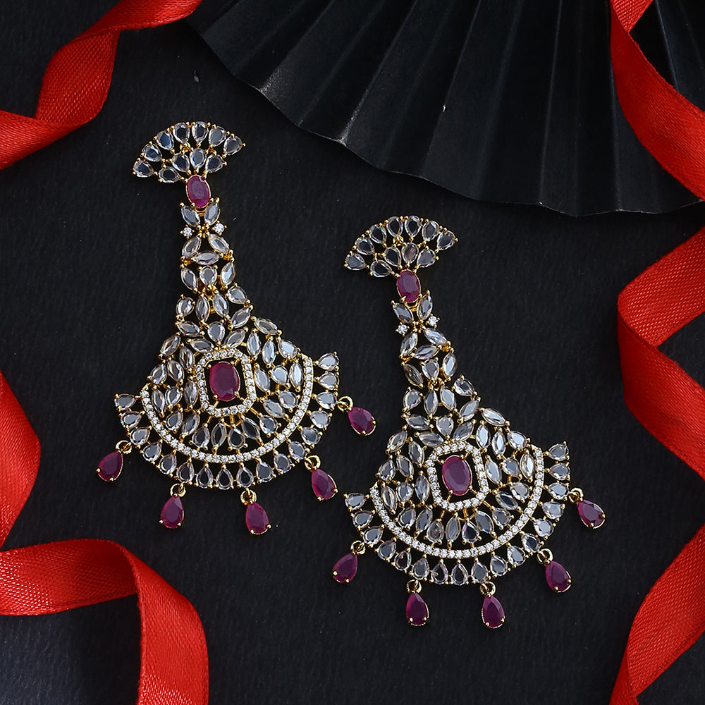 Gold Plated Zircons Adorned Earrings