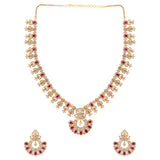 Royal Glittery Necklace Set- Ruby Red