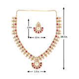 Royal Glittery Necklace Set- Ruby Red