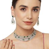 CZ Elegance Green and White Gems Necklace Set