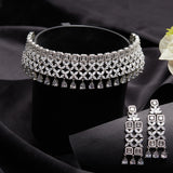CZ Elegance Shimmering Silver Plated Necklace Set