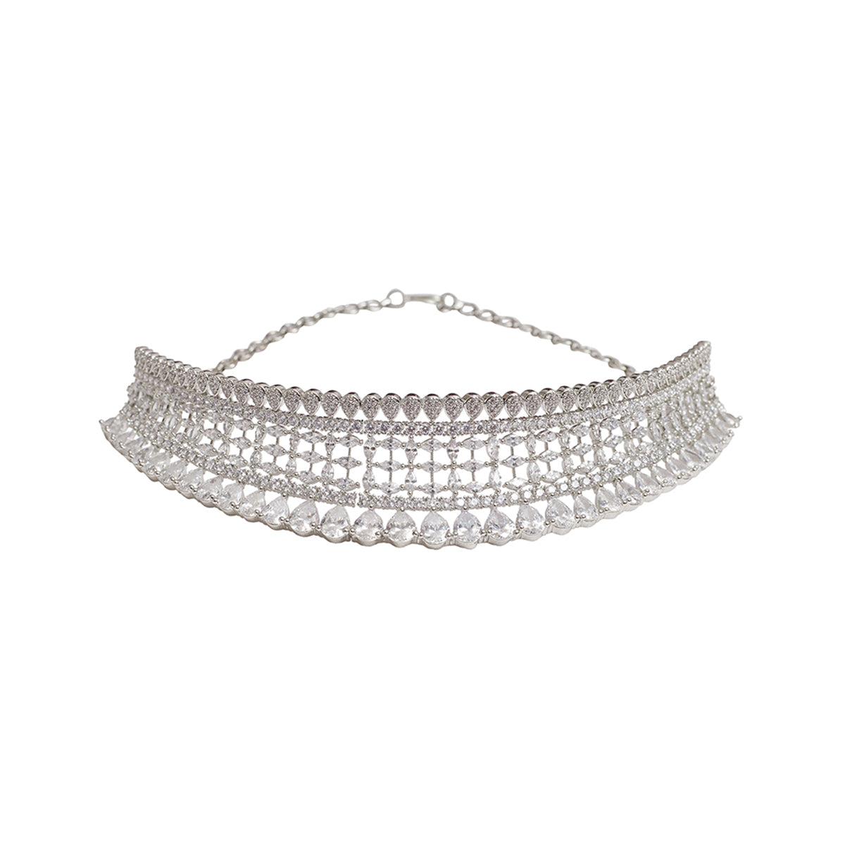 CZ Elegance Silver Plated Shiny Necklace Set