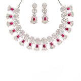 CZ Elegance Red and White Gems Necklace Set