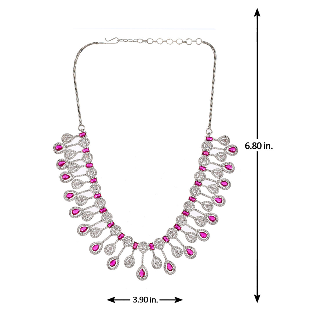 Sparkling Elegance Pink Silver-Plated Necklace Set