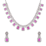 Whimsical Ruby, Crystal And Cubic Zirconia Necklace - Earring Set