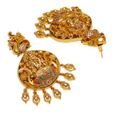Goddess Lakshmi Motif Adorned Brass Heavily Embellished Gold Plated Jewellery Set