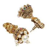 Temple Design Goddess Motifs Faux Pearls Brass Gold Plated Jewellery Set