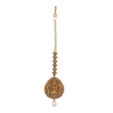 Temple Design Goddess Motifs Faux Pearls Brass Gold Plated Jewellery Set