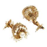 Yellow Gold Plated Faux Pearls Adorned Brass Jewellery Set