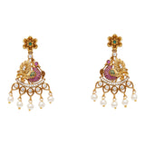 Gold Opulence Floral Zircons and Faux Pearls Adorned Gold Toned Jewellery Set