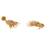 Gold Opulence Floral Zircons and Faux Pearls Adorned Gold Toned Jewellery Set