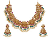 Gold Opulence Goddess Motif Heavily Embellished Gold Plated Jewellery Set