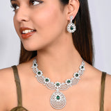 CZ Elegance Jewellery Set with Green Stones