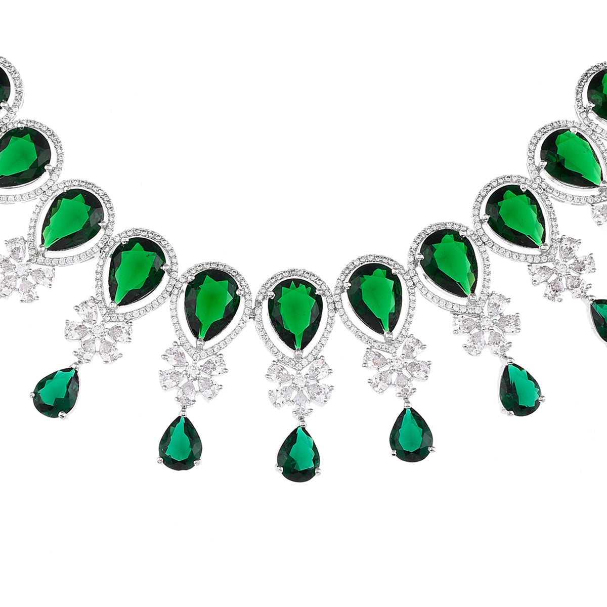 CZ Elegance Green Teardrop Zircons Jewellery Set