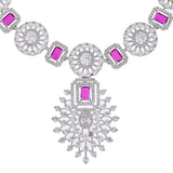 CZ Elegance Pink Emerald Cut Jewellery Set