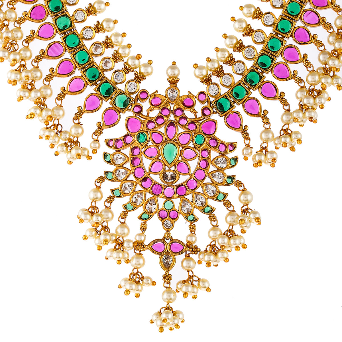 Heavily Embellished Pearl Beads Ethnic Jewellery Set
