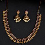 Yellow Gold Plated Pearl Beads Traditional Jewellery Set