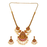 Temple Inspired Pearl Beads Jewellery Set