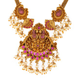 Temple Inspired Pearl Beads Jewellery Set