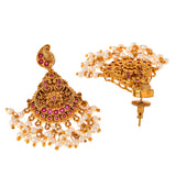 Temple Inspired Pearl Beads Jewellery Set