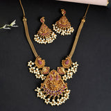 Temple Inspired Pearl Beads Jewellery Set