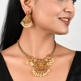 Temple Inspired Pearl Beads Jewellery Set