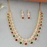 Oval Cut Green and Red CZ Jewellery Set