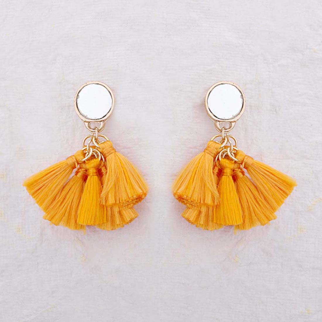 Gorgeous Earrings with Orange Tassels