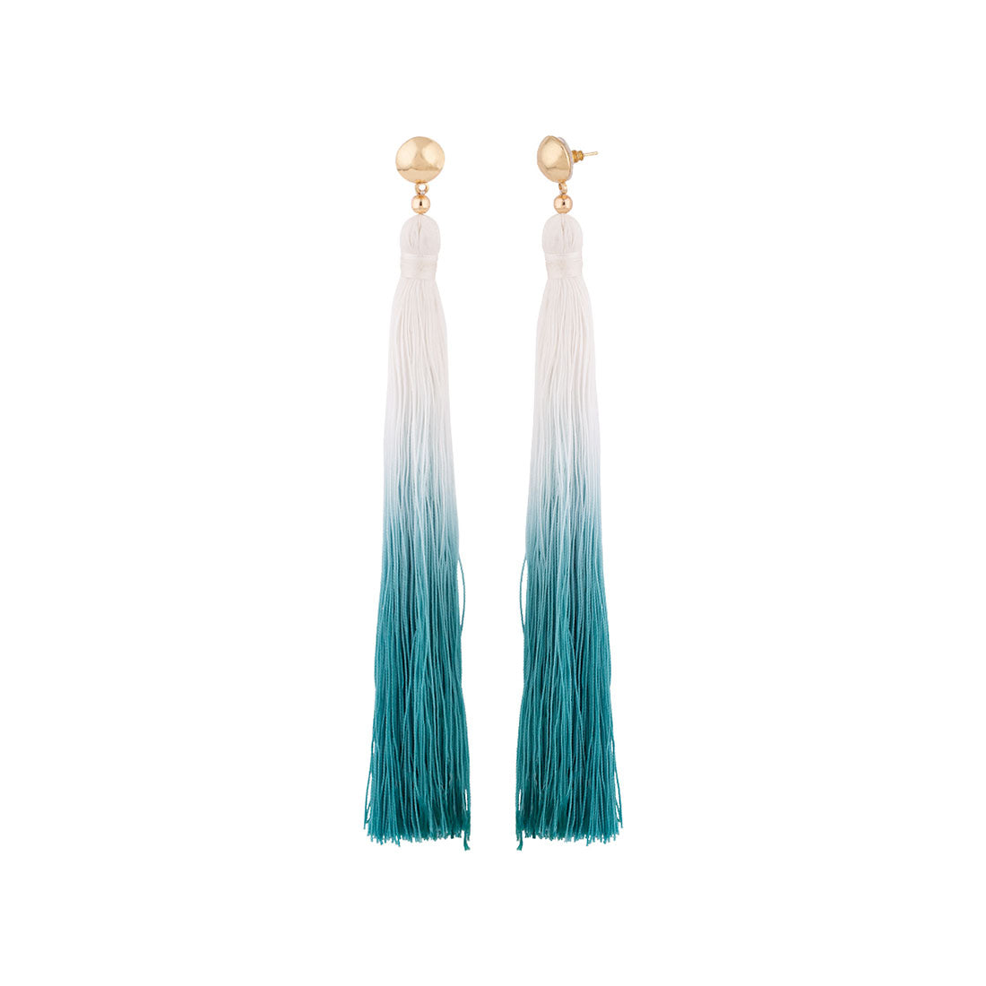 Ombre White and Green Earrings