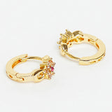 Gem Dainty Hoop Earrings with Pink Stone