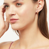 Gem Dainty Hoop Earrings with Pink Stone