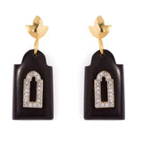 Black Stud Earrings With CZ Embellishments