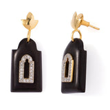 Black Stud Earrings With CZ Embellishments
