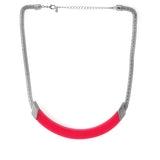 Pink Trendy Necklace in Silver Tone