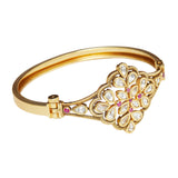 Ethnic Style Brass Faux Kundan Embellished Gold Plated Bracelet