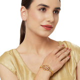 Faux Kundans Embellished Gold Plated Brass Bracelet