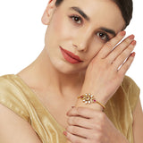 Teardrop and Round Faux Kundans Gold Plated Women's Bracelet