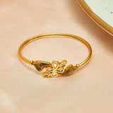 Oval Cut Faux Kundan Adorned Brass Gold Plated Bracelet