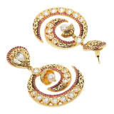 Round Cut Faux Kundan Gold Plated Brass Drop Earrings