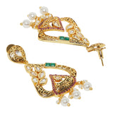 Gold Plated Vintage Inspired Faux Kundan Brass Drop Earrings