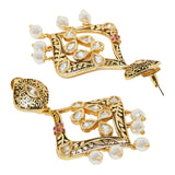 Teardrop Faux Kundan Embellished Gold Plated Brass Earrings