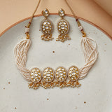 Faux Kundan and Pearls Embellished Gold Plated Traditional Jewellery Set