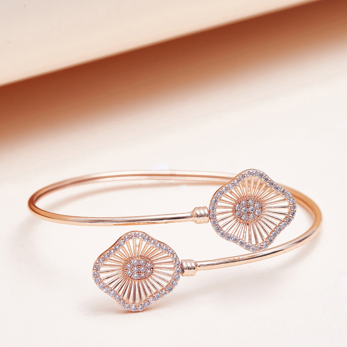 Rose Gold Finish Bracelet with Double Motifs from Elegance