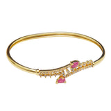 Gold Finish Bracelet with Pink Zircons