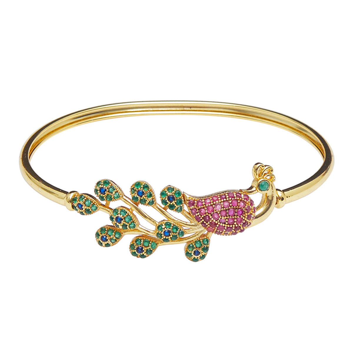 Ornate Twin Peacock 22k Gold CZ Bangle Bracelet – Andaaz Jewelers